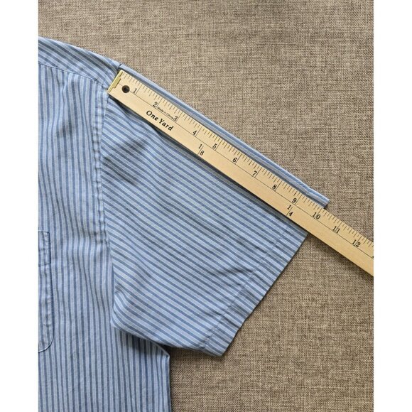 Arrow USA 1851 Shirt Men's L Blue White Casual Button Down Collared Striped - Picture 4 of 16